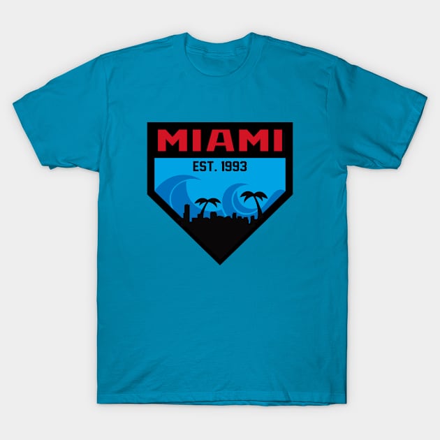 Miami Home Plate Skyline T-Shirt by CasualGraphic